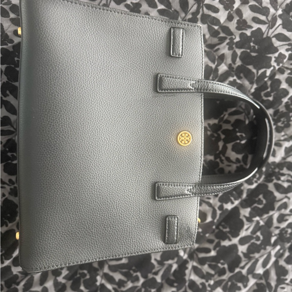Tory Burch Black Satchel with Gold Accents